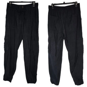 Zara lyocell black cargo joggers. Women's size small.  Drawstring stretch waist.